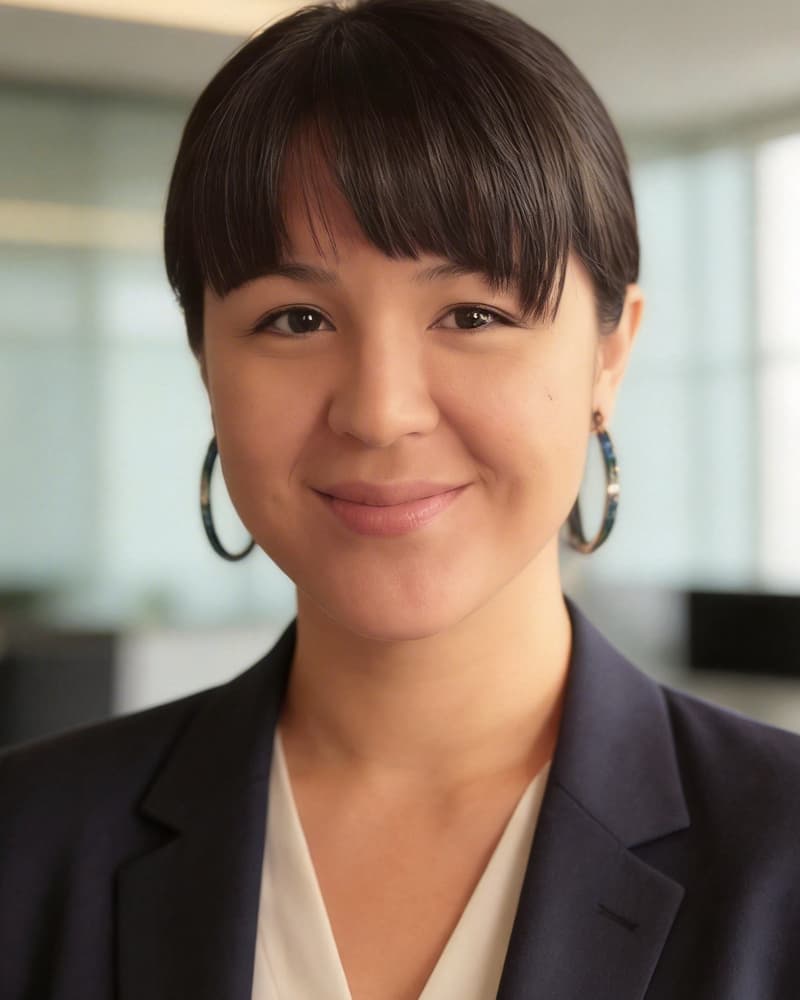 Warm consultant headshot generated from the source selfie.